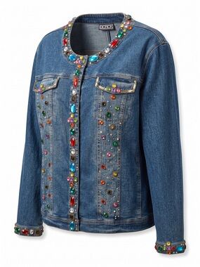 Vintage BEREK Embellished Denim Jacket – Multicolor Gems